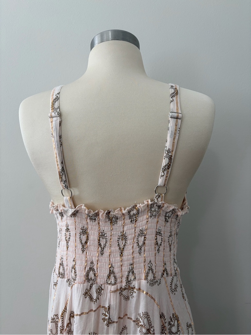 Ananta Blush Pink Embellished Boho Maxi Dress Tassel Tie OS Boho Chic Romantic - Picture 6 of 11